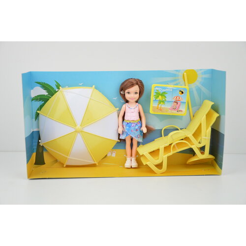 Набор Пляж кукла, пляжный зонт, лежаки
