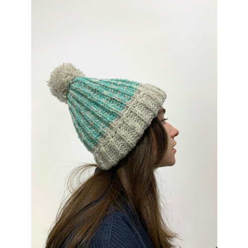 фото Шапка wool art, размер onesize, серый, голубой