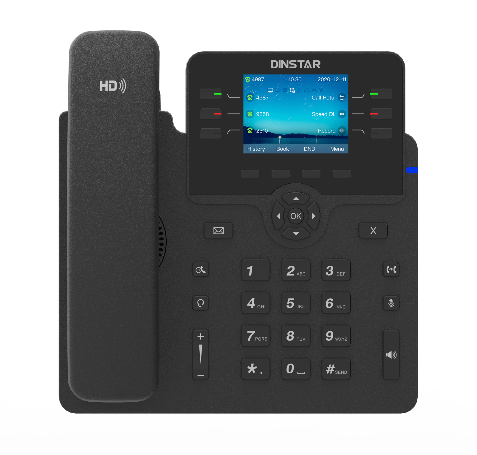 IP-телефон Dinstar C63G, 6 SIP аккаунтов, цветной дисплей 2,4 дюйма, конференция на 5 абонентов, поддержка EHS.
