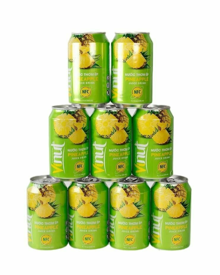 Напиток ВиНут с соком Ананас Pineapple juice drink, 330мл х 9 шт. VINUT Вьетнам - фотография № 1