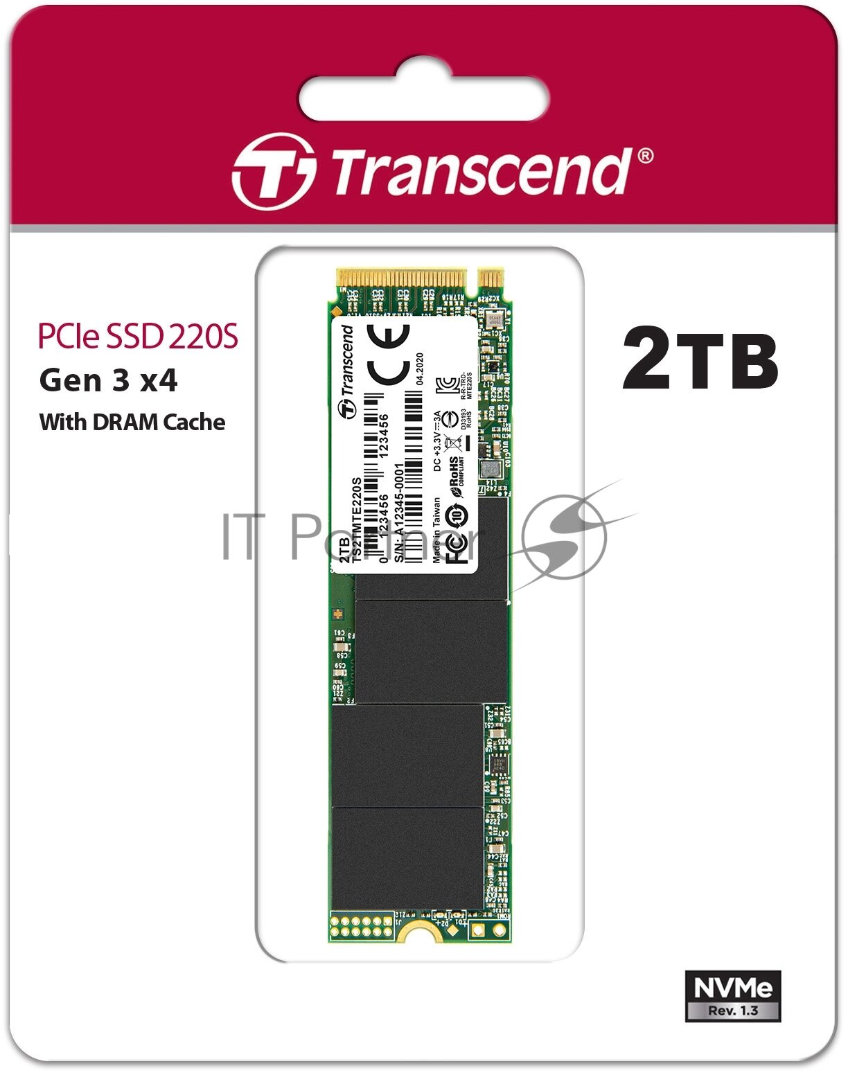 Накопитель SSD M.2 2280 Transcend MTE220S 2TB NVMe PCIe Gen3 x4 3D TLC 3500/2700MB/s IOPS 340K/310K MTBF 2M - фото №13