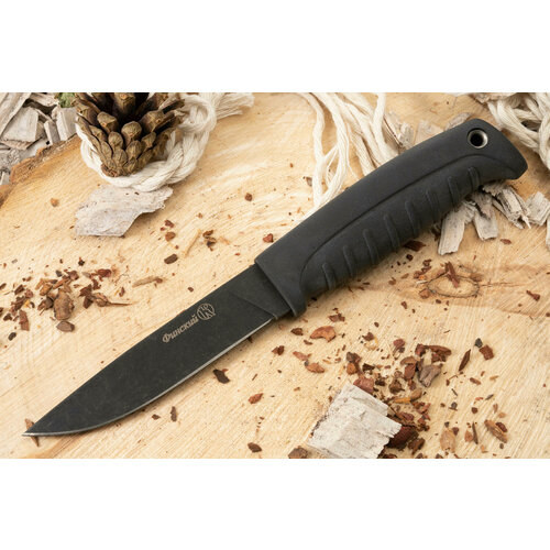 фото Нож "финский" (aus-8, stonewash черный, эластрон) кизляр