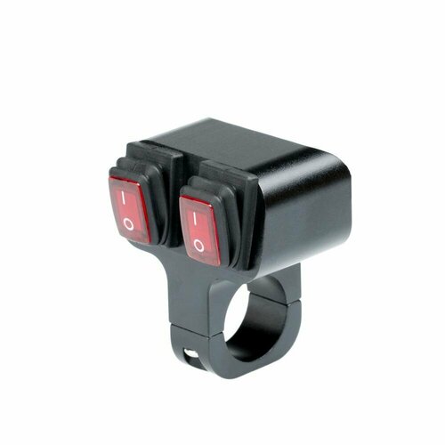 Выключатель влагозащищенный 2221, двухкнопочный, кр кноп, цвет корпуса черный, под трубу D22мм