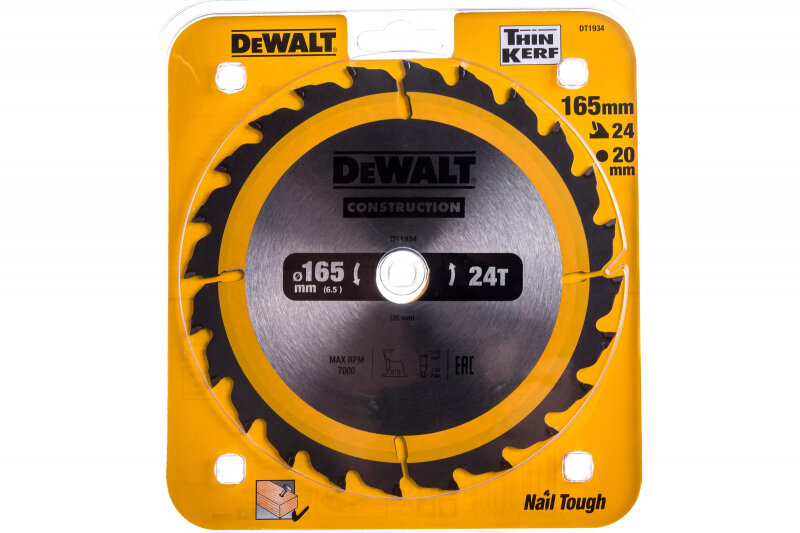 Пильный диск DeWALT Construction DT1934-QZ 165х20 мм