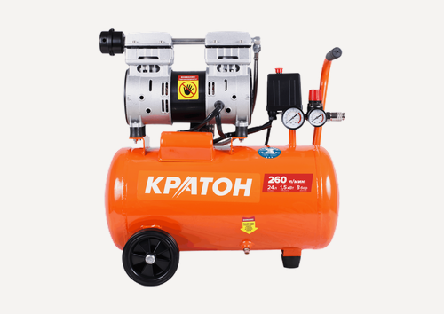 Изображение товара Компрессор с прямой передачей безмасляный Кратон AC-260-24-OFHS, производительность 260 л/мин, ресивер 24 л