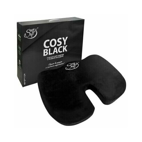 Подушка save&soft cosy black д/ сидения с гелевой накладкой 45*37*7 см цветная коробка