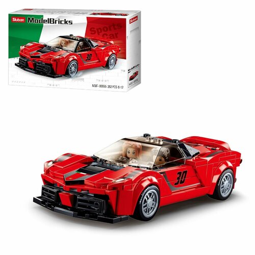 пластиковый конструктор красная машина racing series 363 детали Конструктор Sluban серия Model Brick Красная спортивная машина 262 детали M38-B0955