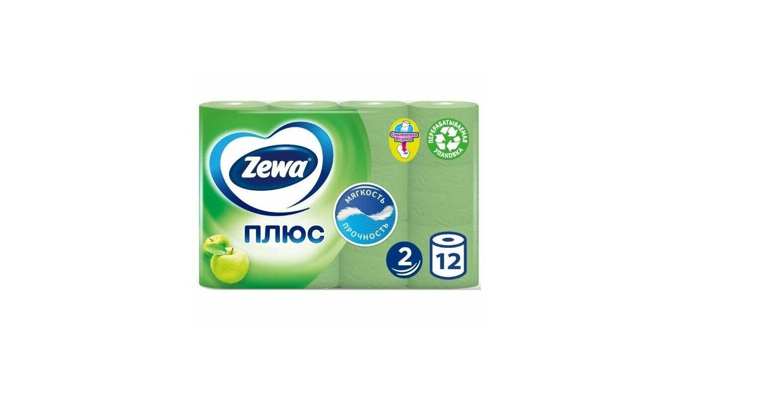 Zewa Туалетная бумага Plus 2-х слойная Яблоко 12шт