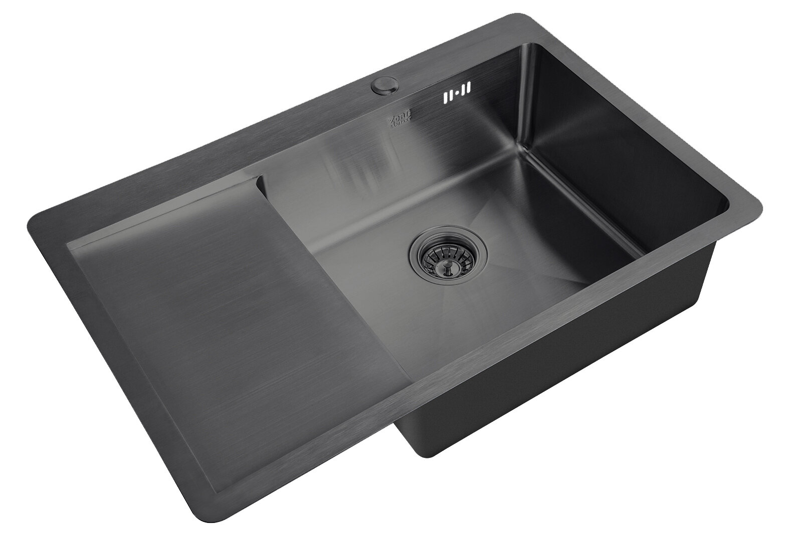 Мойка для кухни ZorG HD 7851-R GRAFIT, нержавеющая сталь графит 1,5 мм, чаша справа крыло слева, премиум, с сифоном