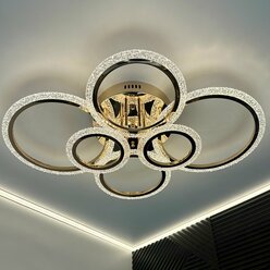 Люстра потолочная светдиодная с пультом, золотая, 120Вт, Свет Столицы