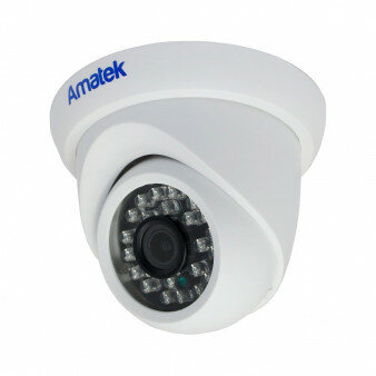 AC-HD502AX (2,8) с микрофоном (AoC) Amatek Купольная мультиформатная MHD (AHD/ TVI/ CVI/ CVBS) видеокамера, объектив 2.8мм, 5Мп, Ик