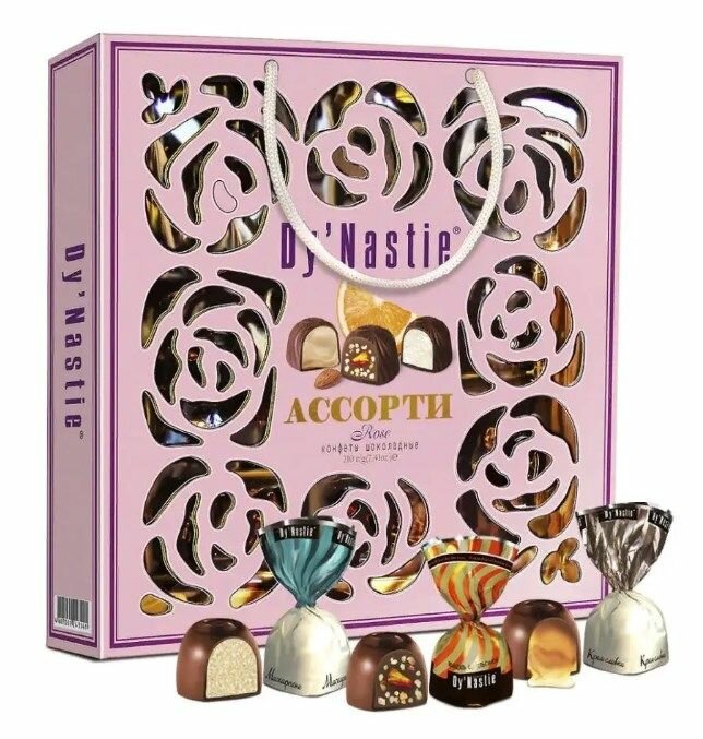 Конфеты Династия  Dy Nastie  Rose Ассорти с кремовой начинкой  170гр  сумка