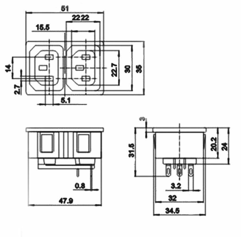 AC-005, евророзетка сетевая на корпус — фото 1