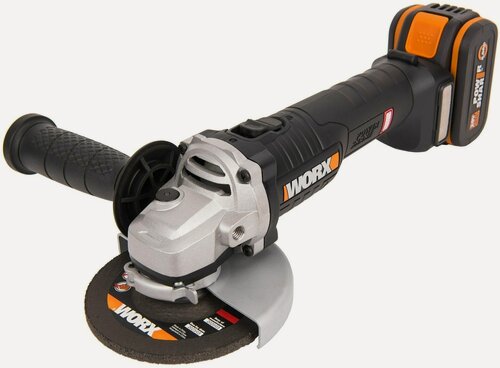 Изображение товара Угловая аккумуляторная шлифмашина Worx WX812 бесщеточная, 20 В, 125мм, АКБ 4Ач, ЗУ 2А, кейс