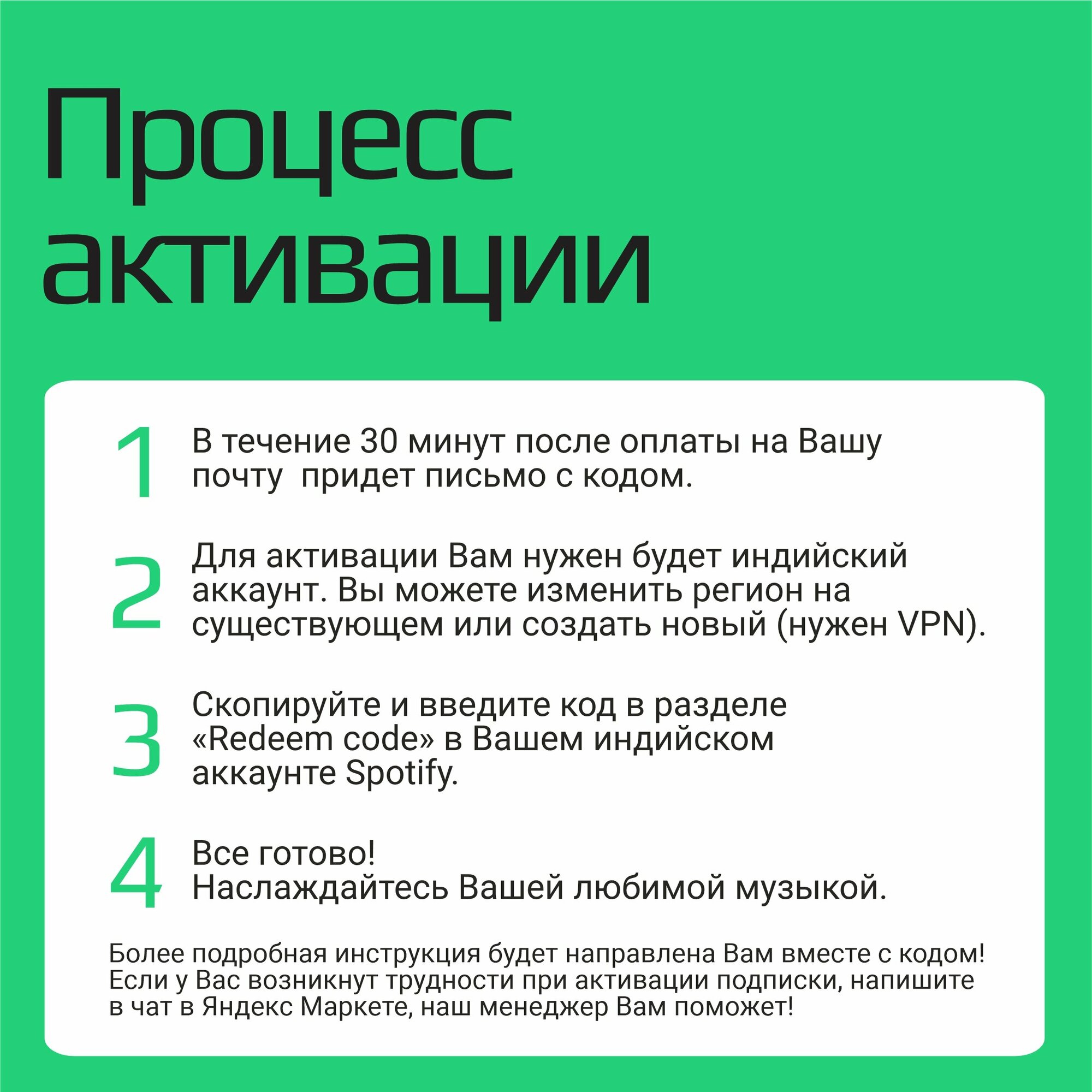 Индивидуальная подписка Spotify Premium Индия 12 месяцев / Продление подписки/ подарочная карта/ цифровой код — фото 1