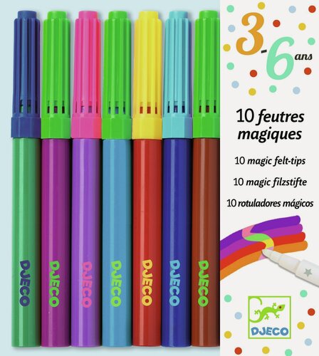 Изображение товара Волшебные фломастеры Djeco, набор 10 штук, меняют цвет, 08827