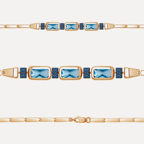 Изображение товара Браслет, серебро, 925 проба, золочение, топаз, сапфир синтетический