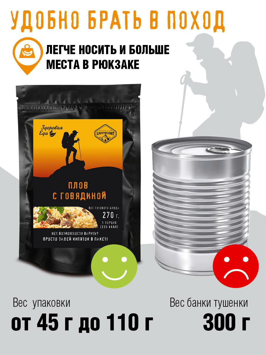 Изображение Плов Здоровая еда с говядиной без варки сублимированное блюдо быстрого приготовления для похода, 70 г