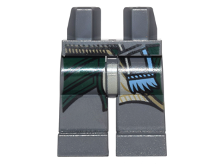 Hips and Legs with Dark Bluish Gray and Medium Blue Tied Belt with Fringe, Dark Green Long Coat Pattern, 970c00pb0562 Dark Bluish Gray U