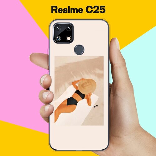 Силиконовый чехол на Realme C25 Девушка на пляже / для Реалми С25 силиконовый чехол на realme c25 реалми c25 девушка в душе