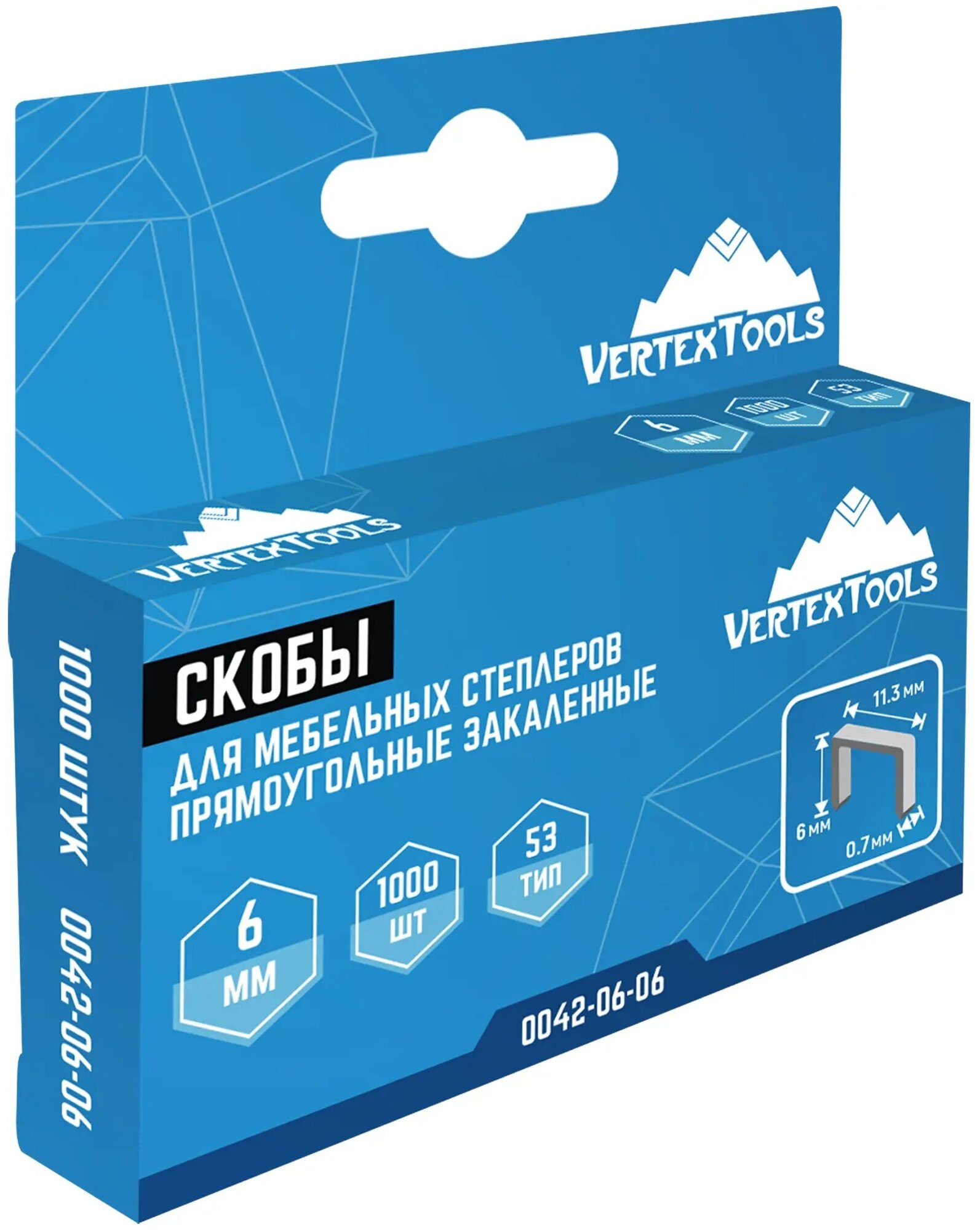 Скобы для мебельного степлера VertexTools 6 мм 53 тип 1000 шт - фотография № 2