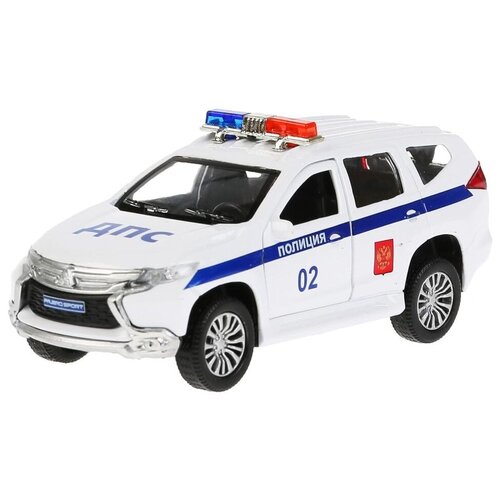 Полицейский автомобиль ТЕХНОПАРК Mitsubishi Pajero Sport Полиция (PAJEROS-12POL-WH), 12 см, белый/синий