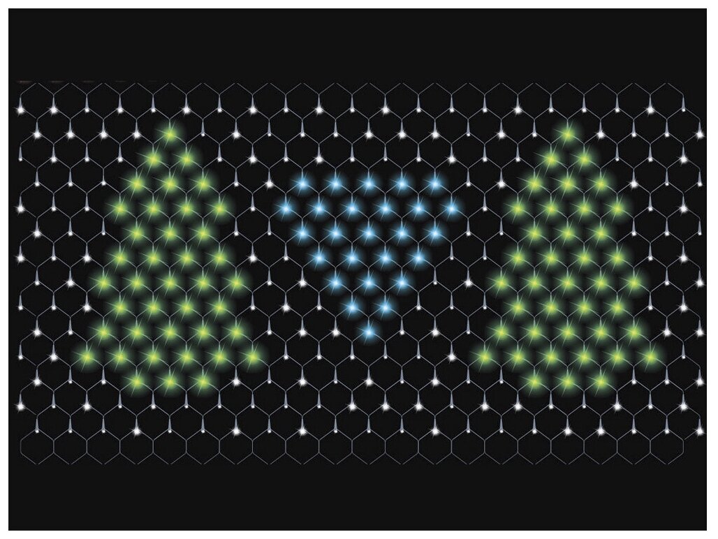 Гирлянда Sh Lights Сетка Елочки для помещений NTLD264-TR, 1.1 х 2.65 м, 264 ламп, разноцветные диоды/прозрачный провод