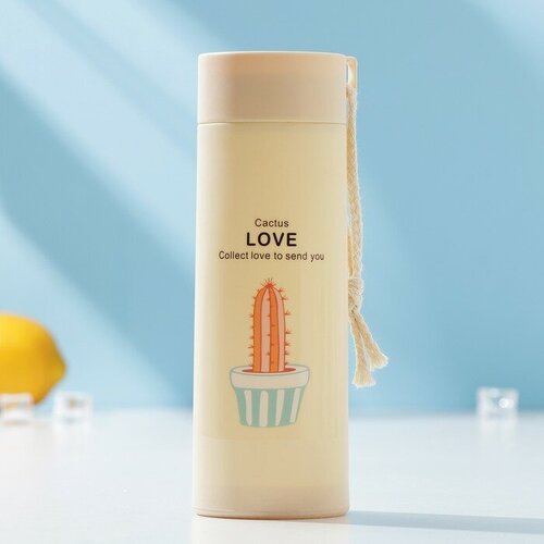 Бутылка для воды стеклянная Кактус 420 мл h195 см цвет и рисунок микс 564₽