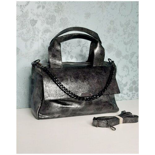 фото Сумка мессенджер 2035-н, фактура рельефная, серебряный jin fa