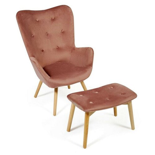 фото Кресло tetchair secret de maison kontour с оттоманкой (mod.1534l) размер: 67х76 см, обивка: ткань, цвет: коралловый