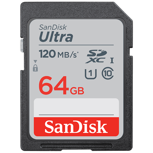 Карта памяти SanDisk SDXC 64 ГБ Class 10, V10, A1, UHS-I, R/W 120/10 МБ/с, 1 шт., черный карта памяти 64gb sandisk ultra sdxc class 10 sdsdunr 064g gn3in