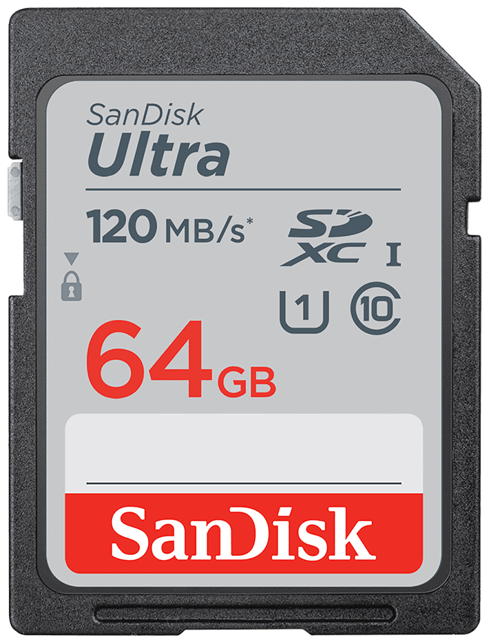 Карта памяти SanDisk Ultra SDXC 64 ГБ Class 10, UHS-I, R/W 120/10 МБ/с