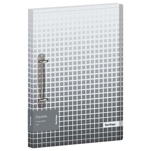 фото Berlingo папка на двух d-кольцах squares a4 с внутренним карманом, пластик серый