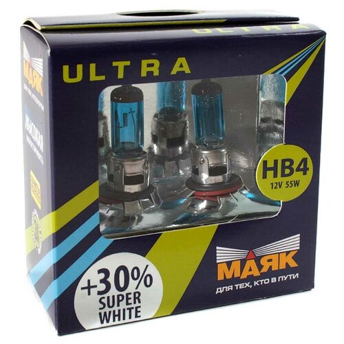 фото Маяк лампа галогенная маяк ultra super white +30% 12v hb4 55w 2 шт 89006sw+30