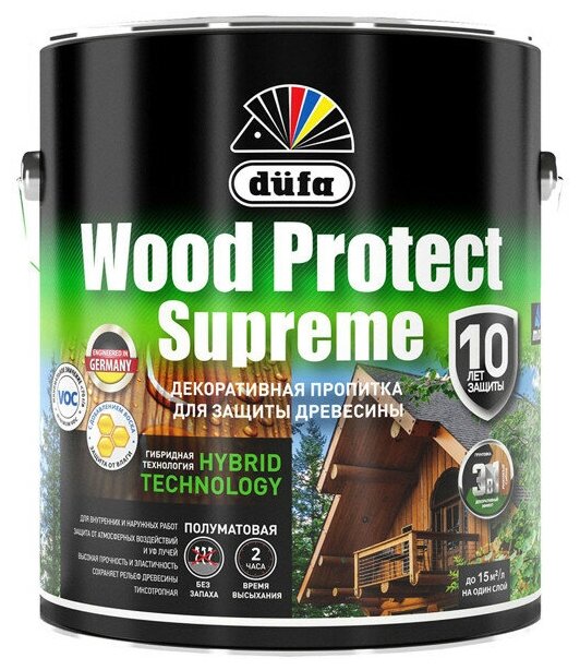 Пропитка Wood Protect Supreme, тик, 2,5 л Dufa МП00-008527 - фотография № 2