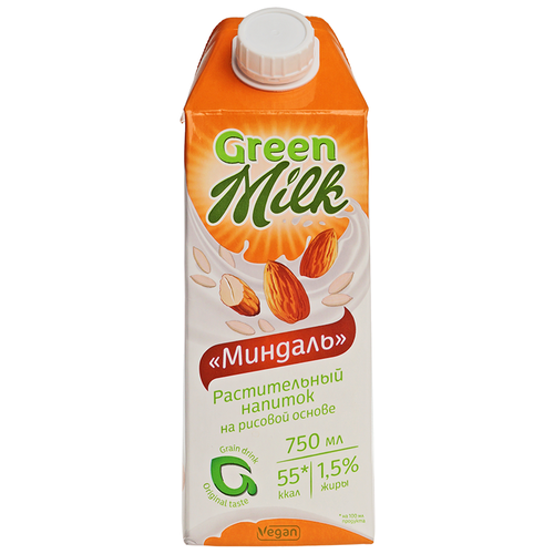 Рисовый напиток Green Milk Миндаль 1.5%, 761 г, 750 мл