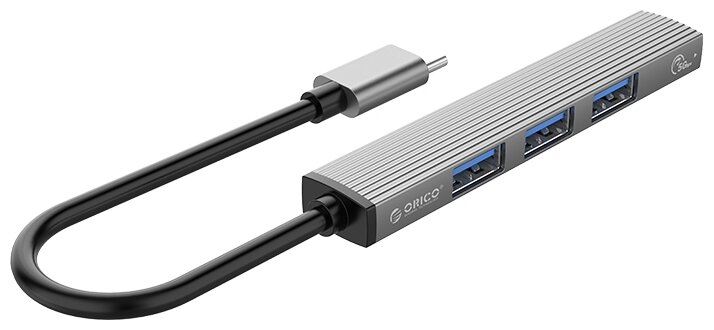 Концентратор Orico 1*USB-C 3.0, 3*USB-A 2.0, серый - фото №3