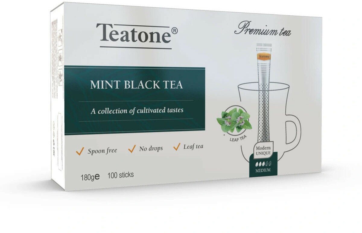 Чай Teatone Mint Black Tea (Чай черный с ароматом мяты) в стиках 100шт