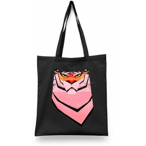 фото Сумка-шоппер унисекс каждому своё "тигр/tiger/кошка" черная