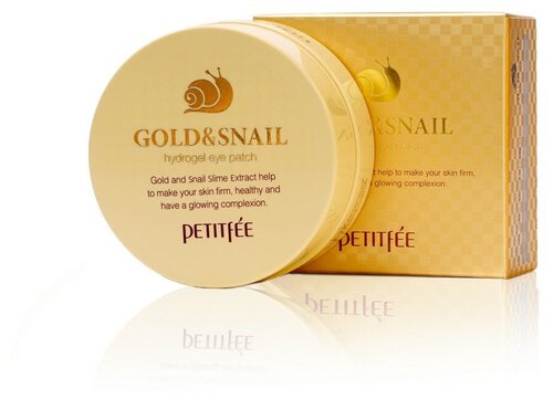 Гидрогелевые патчи для век с муцином улитки Petitfee Hydro Gel Eye Patch Gold & Snail 60шт