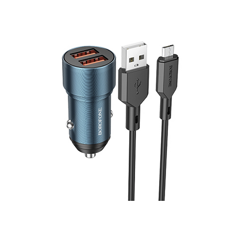 Зарядный комплект Borofone BZ19A Wisdom + кабель microUSB, 18 Вт, Global, голубой автомобильное зарядное устройство 1usb 3 0a qc3 0 18w для micro usb borofone bz18 black