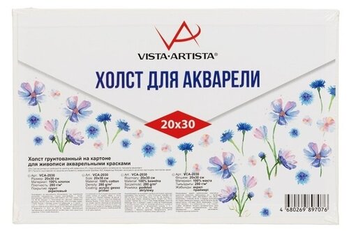 Холст Vista-Artista на картоне, акварельный 20х30 см (VCA-2030) 30 см 20 см