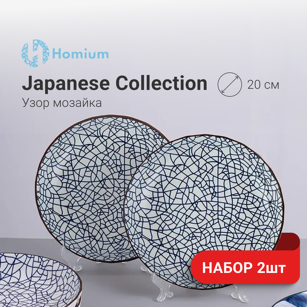 Тарелки ZDK Kitchen Japanese Collection цвет голубой карелка керамическая D20см набор 2штуки