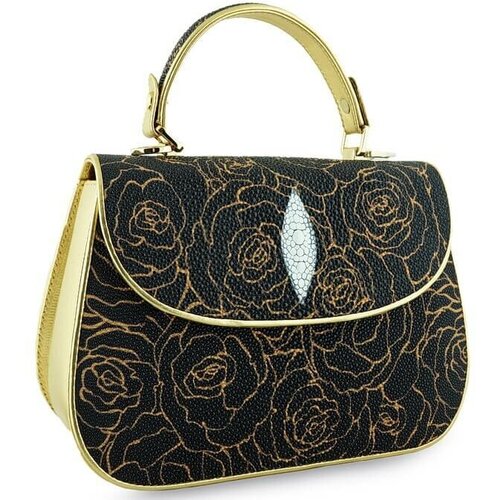 Женская сумочка Exotic Leather из натуральной кожи ската Golden Flowers