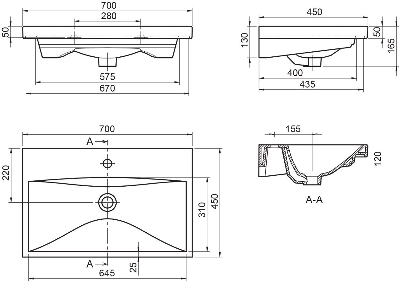 Раковина керамическая Belbagno 700x450, BB-0321-70-LVB - фотография № 2