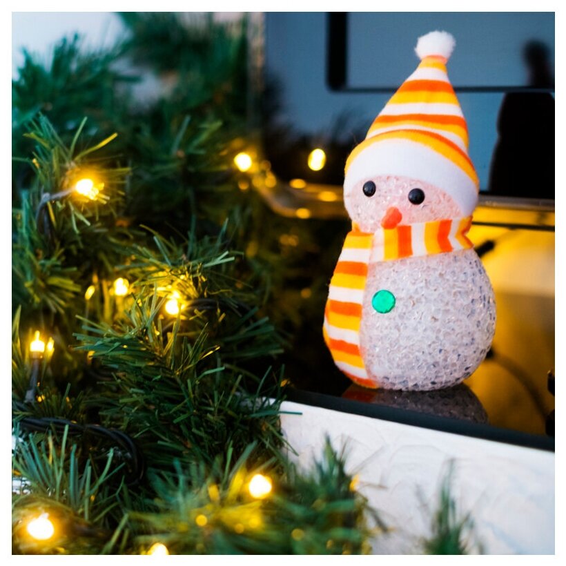 Фигура светодиод. EVA "Снеговик" (батарейки 3хAG13 в компл.) 1LED 10см RGB 1Вт 4.5В IP20 513-019 Neon-Night - фото №13