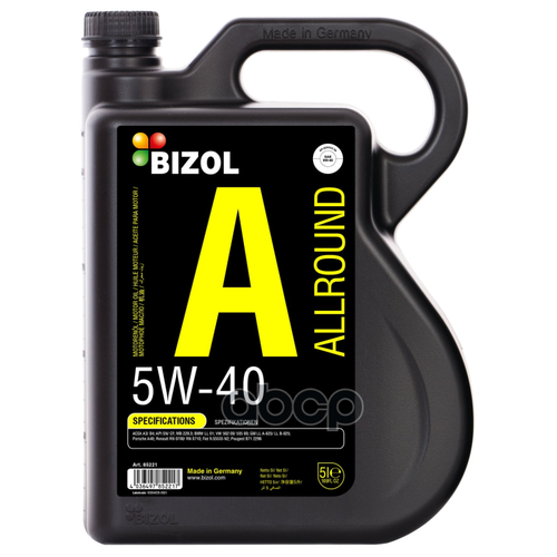 BIZOL Масло Моторное Allround 5w-40 Sn A3/B4 (5л)