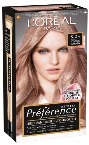 Краска для волос L'Oreal Paris Preference, тон 8.23, Розовое золото (A9523201/A9523200)