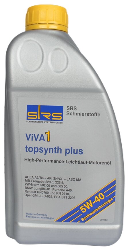 Синтетическое моторное масло SRS ViVA 1 Topsynth Plus 5W40