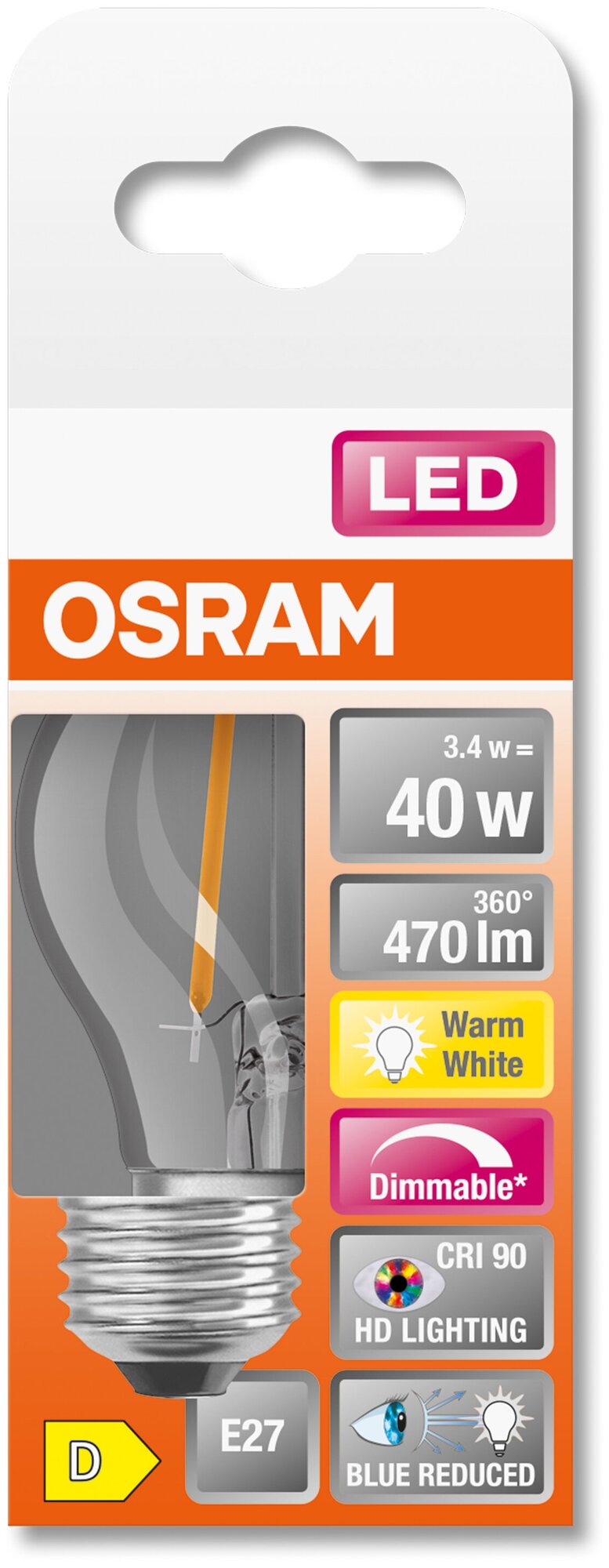 LED SUPERSTAR+ CL P FIL 40 dim 34W/927 E27 Ra90 - LED лампа OSRAM